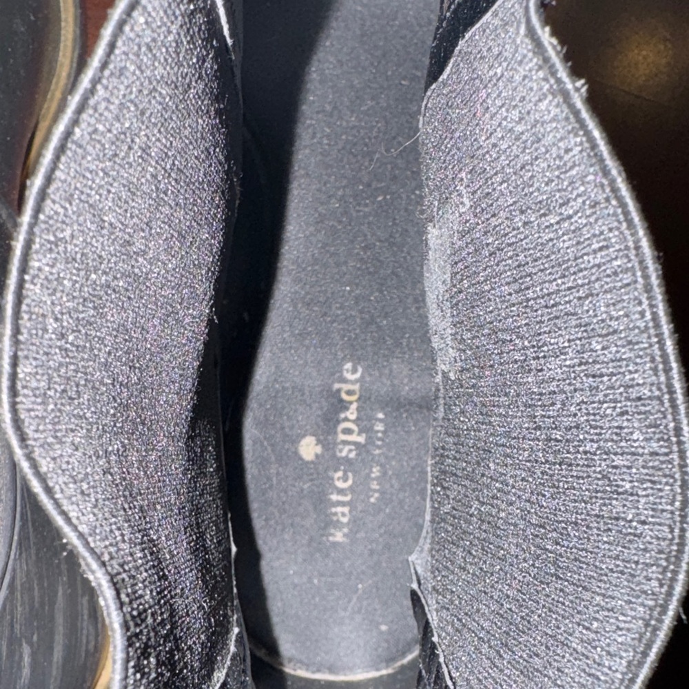 Kate Spade Black Ankle Boots with Gold Trim - Picture 2 of 5